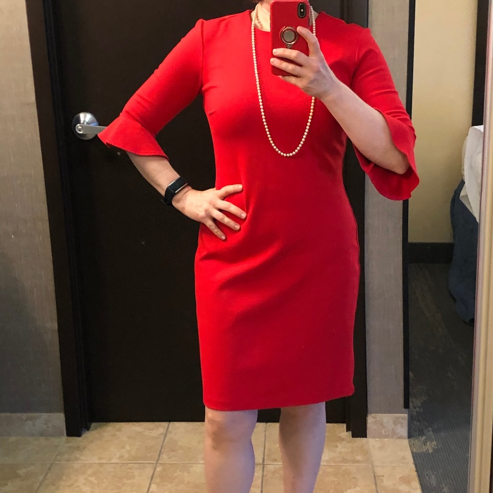 Banana Republic Ponte Flutter-Sleeve Sheath Dress